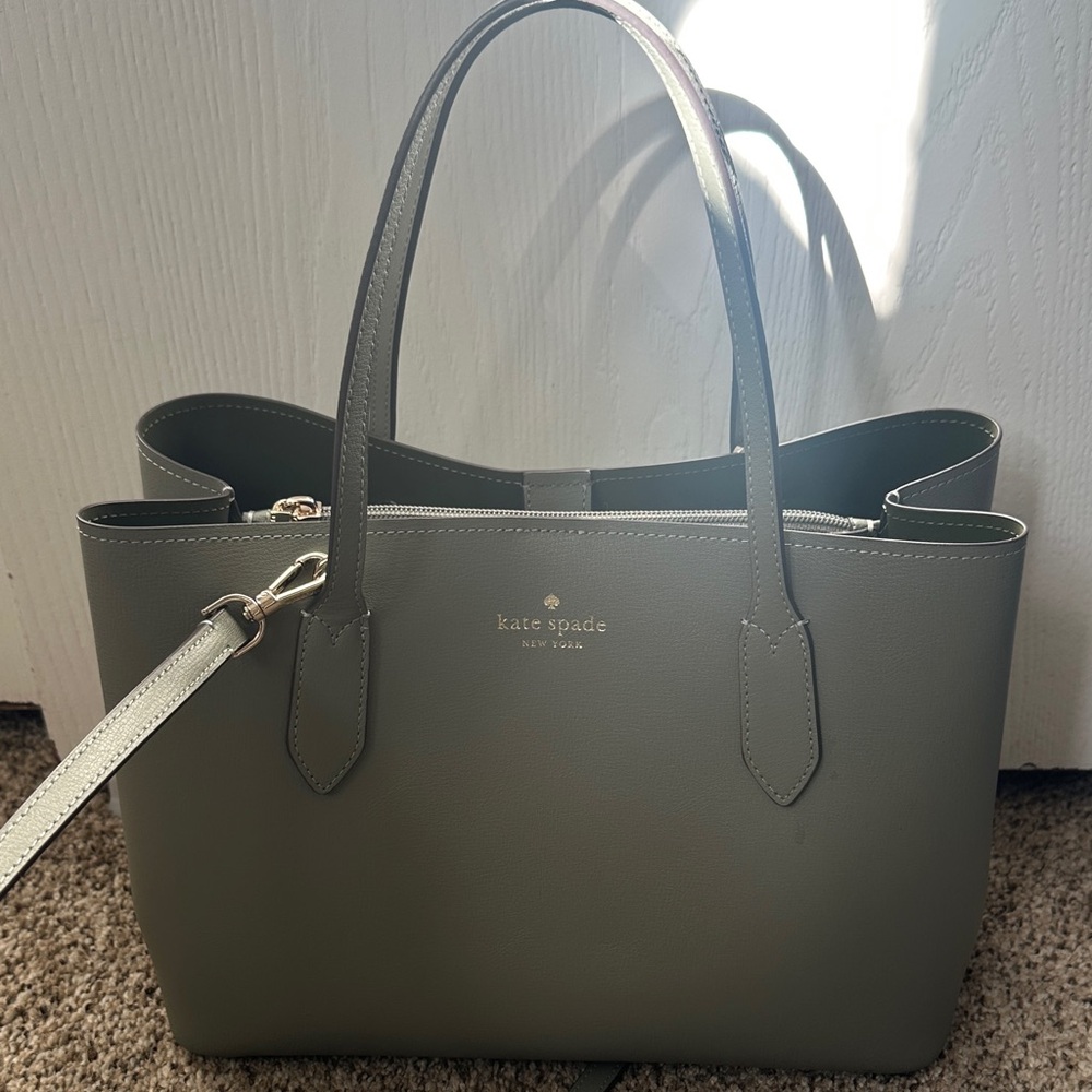 Kate Spade Gray and  Olive Leather Handbag